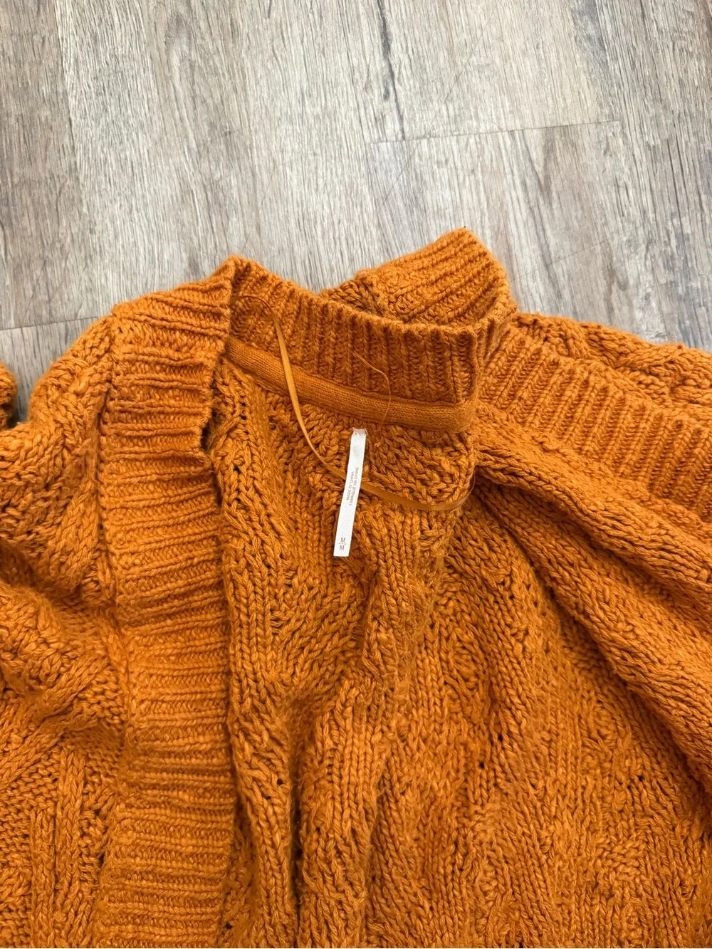 Free People • Burnt Orange Montana Cable Knit Cardigan